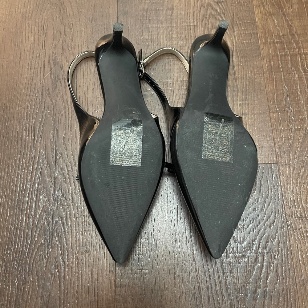 French Connection Glossy Black Slingback Heels - Picture 4 of 5